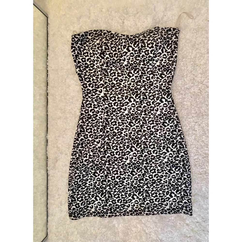 Black and white animal print mini dress